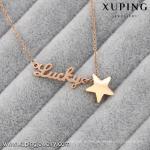 Collier-00048-Xuping personnalisé collier de plaque d&#39;or collier en acier inoxydable